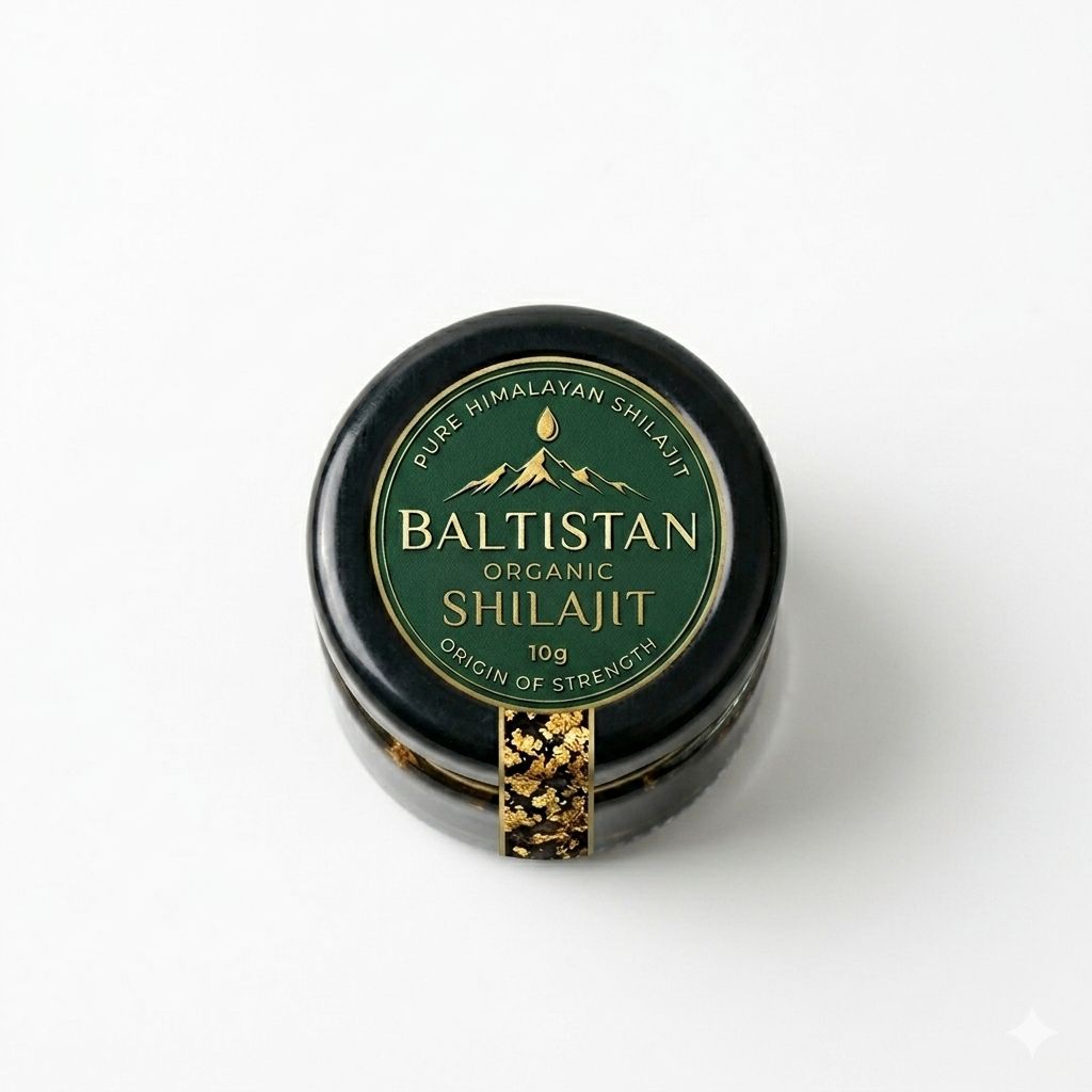 Baltistan Organic Shilajit 10g jar top label view